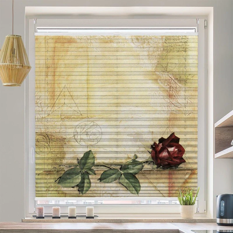 Plissee Motiv "Retro Rose"