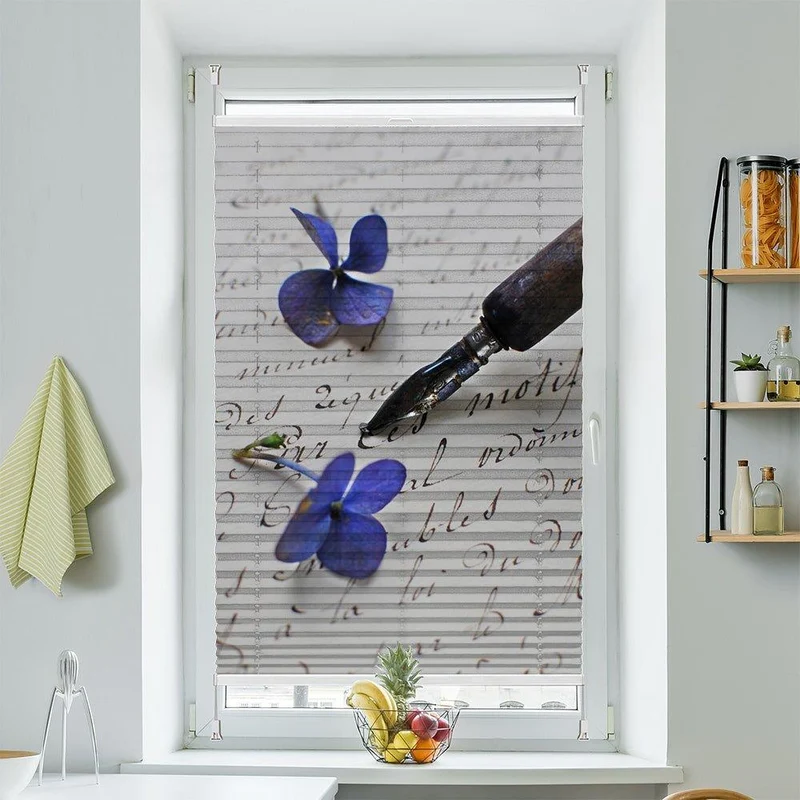 Plissee Motiv "Hortensien Brief Fueller Vintage"