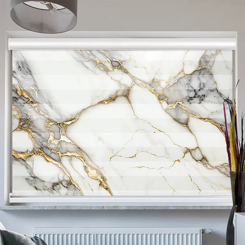 Doppelrollo mit Kassette "Gold Weiss Marmoriert"