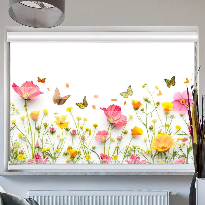 Doppelrollo mit Kassette "Blumen und Schmetterlinge"