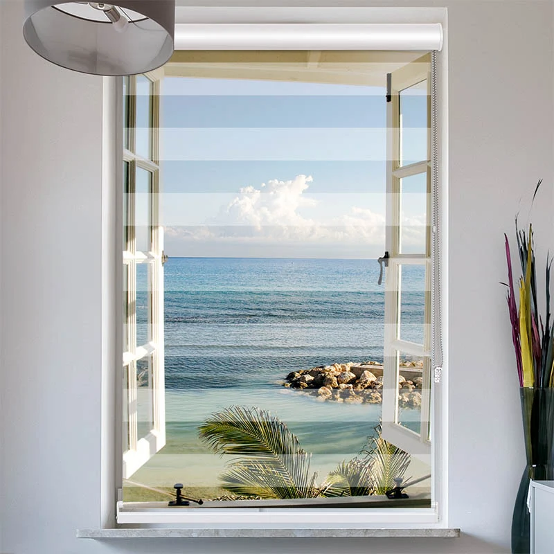 Doppelrollo mit Kassette "Fenster Meerblick"