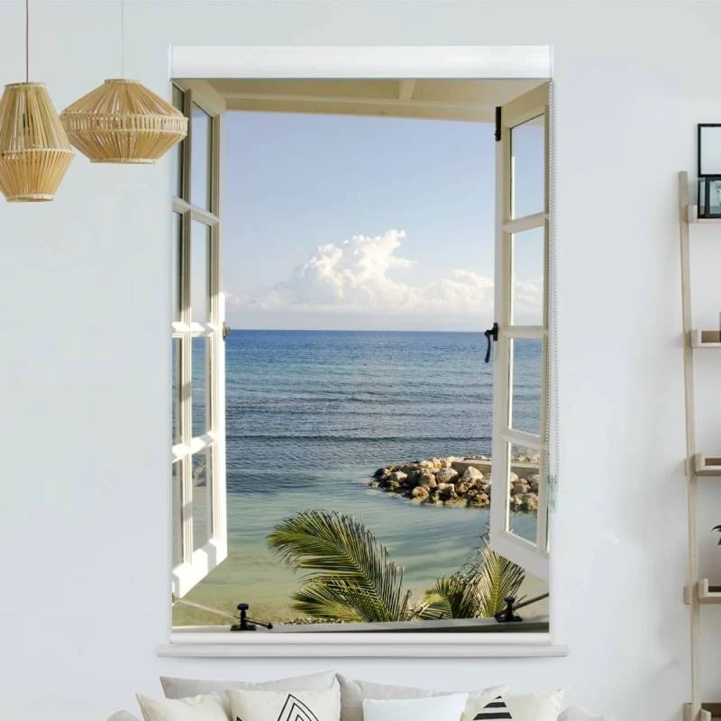 Kassettenrollo Motiv "Fenster Meerblick" | bis B 420 x H 420 cm