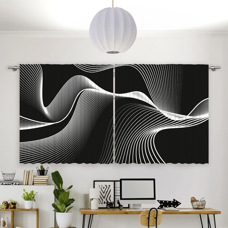 Vorhang Motiv 'Wellen Monochrom'