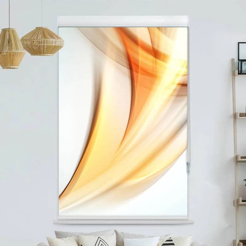 Kassettenrollo Motiv "Abstakt Wellen Orange Grau" | bis B 420 x H 420 cm