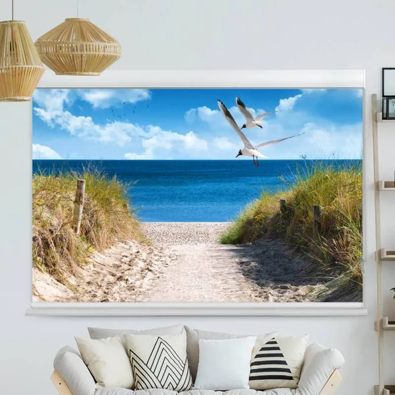 Kassettenrollo Motiv "Duene Meer Moewen" | bis B 420 x H 420 cm