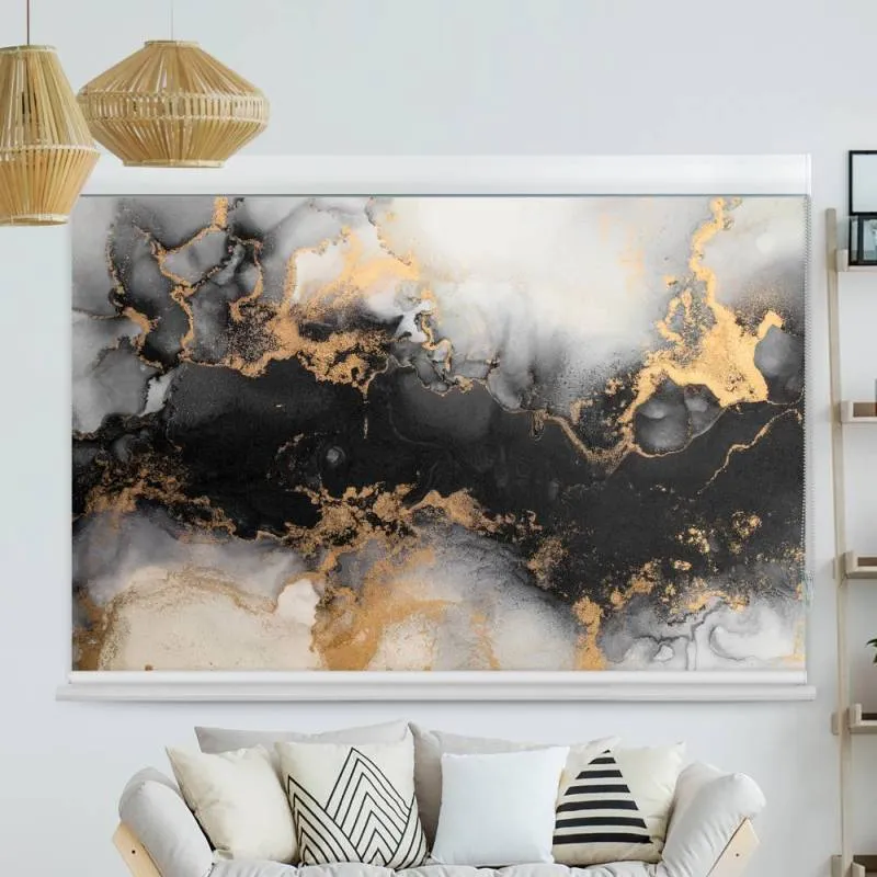 Kassettenrollo Motiv "Abstrakt Marmor Schwarz Gold" | bis B 420 x H 420 cm