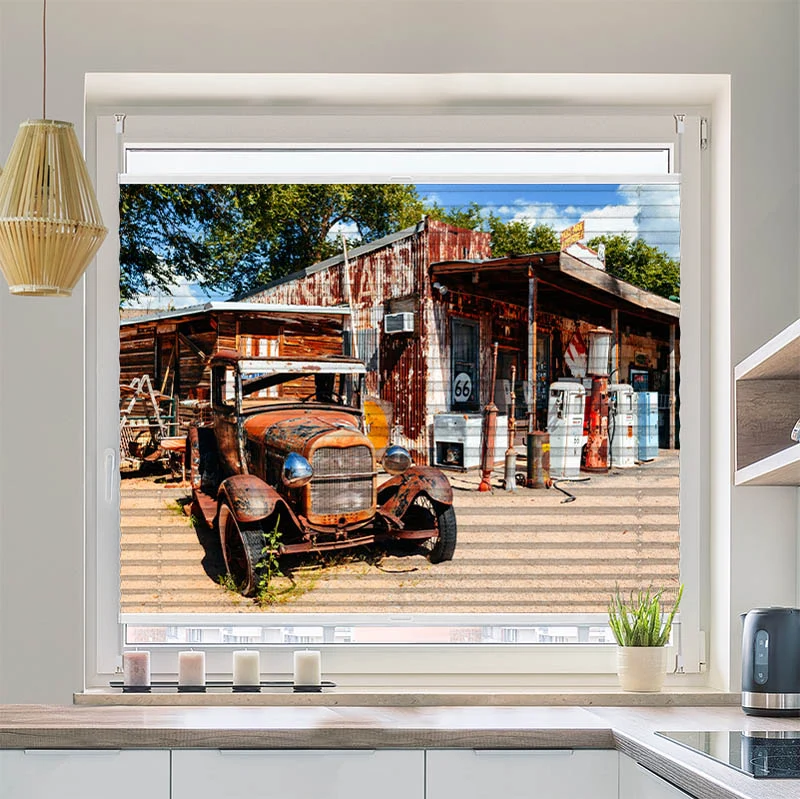 Plissee Motiv "Verlassene Tankstelle an der Route 66"