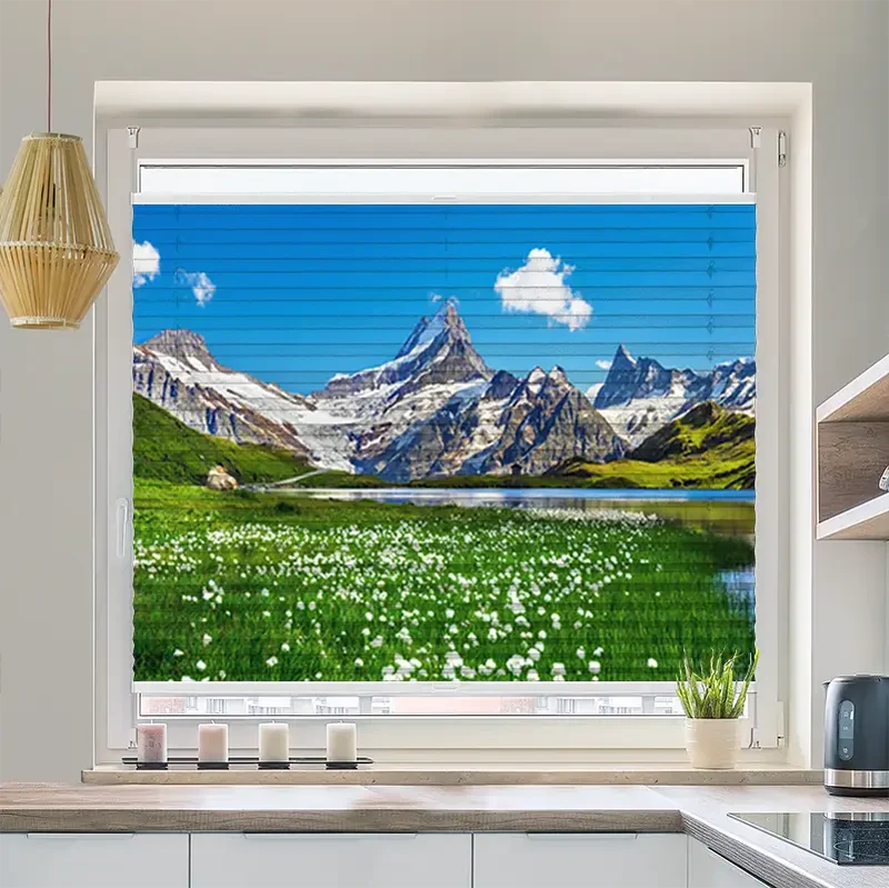 Plissee Motiv "Schweizer Alpen Bachalpsee"