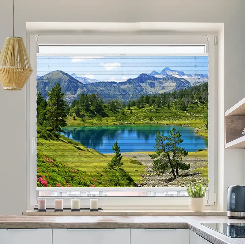 Plissee Motiv "Berglandschaft mit See"