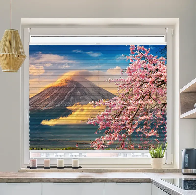 Plissee Motiv "Fuji Kirschblueten"