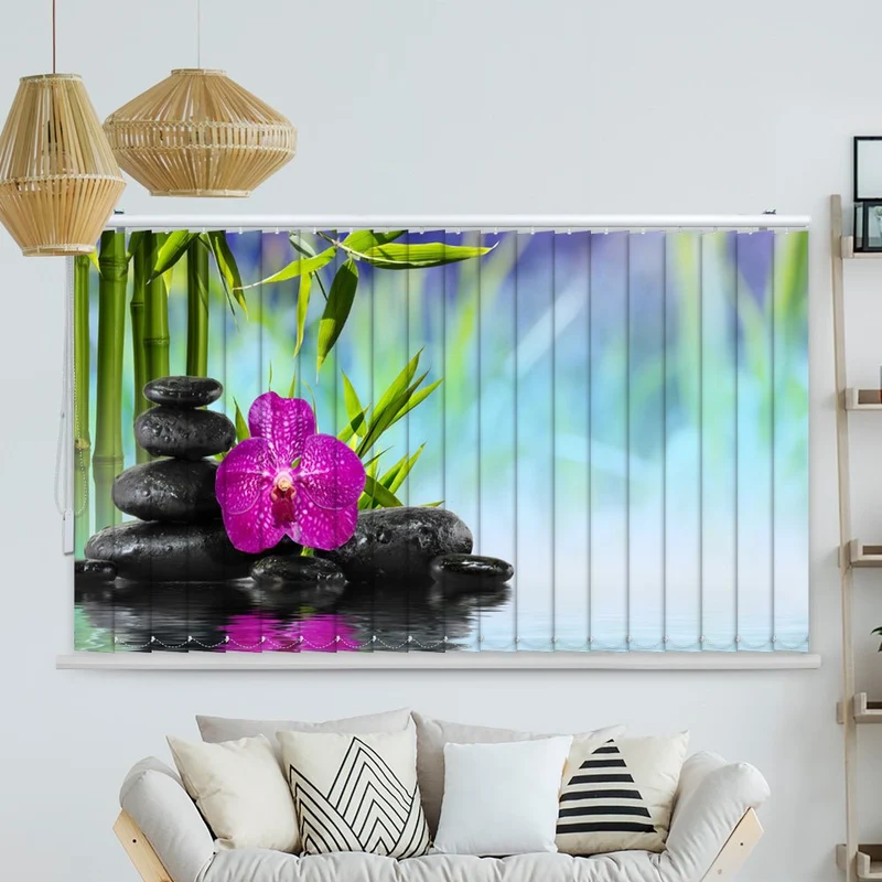 Lamellenvorhang Motiv "Spa Orchidee Steine"