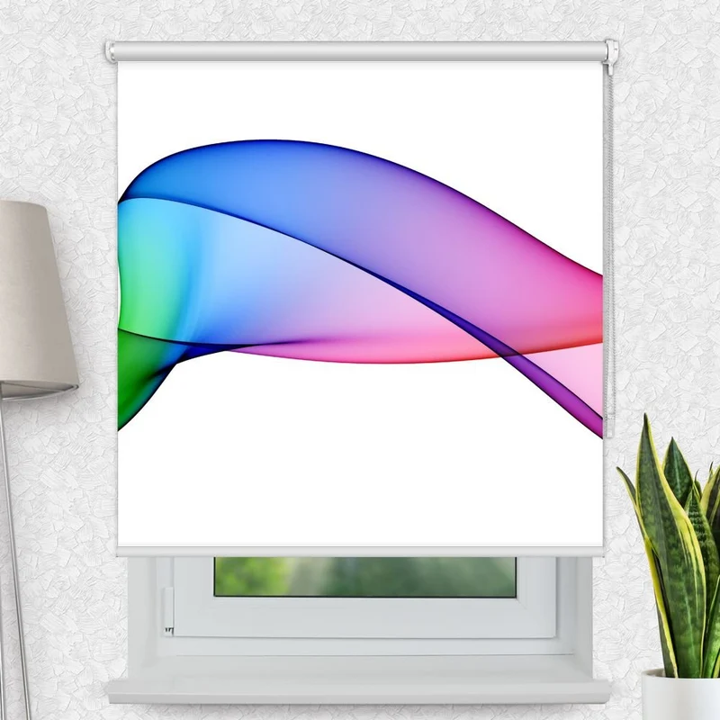 Motivrollo 'Abstrakt Bunte Wellen' | Bis B 430 x H 440 cm