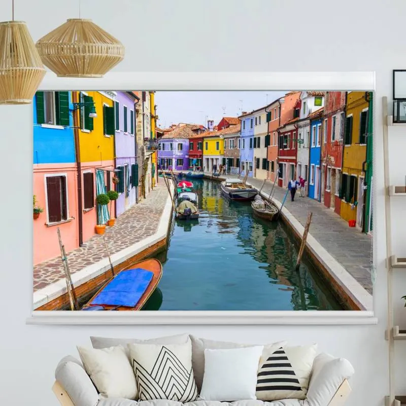 Kassettenrollo Motiv "Kanal Bunte Haeuser" | bis B 420 x H 420 cm
