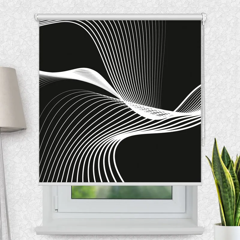 Motivrollo 'Wellen Monochrom' | Bis B 430 x H 440 cm