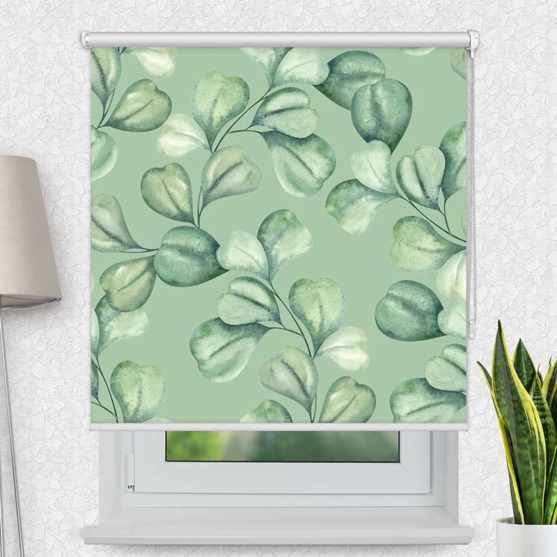 Motivrollo 'Eucalyptus Wasserfarben' | Bis B 430 x H 440 cm