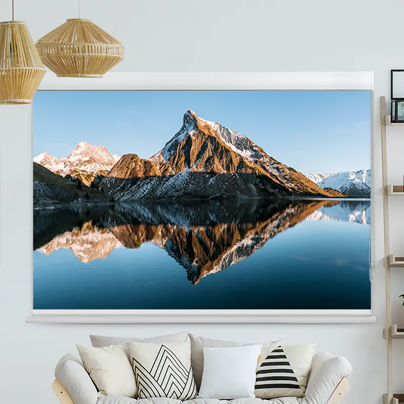 Kassettenrollo Motiv "Sonnenuntergang am Bergsee" | bis B 420 x H 420 cm