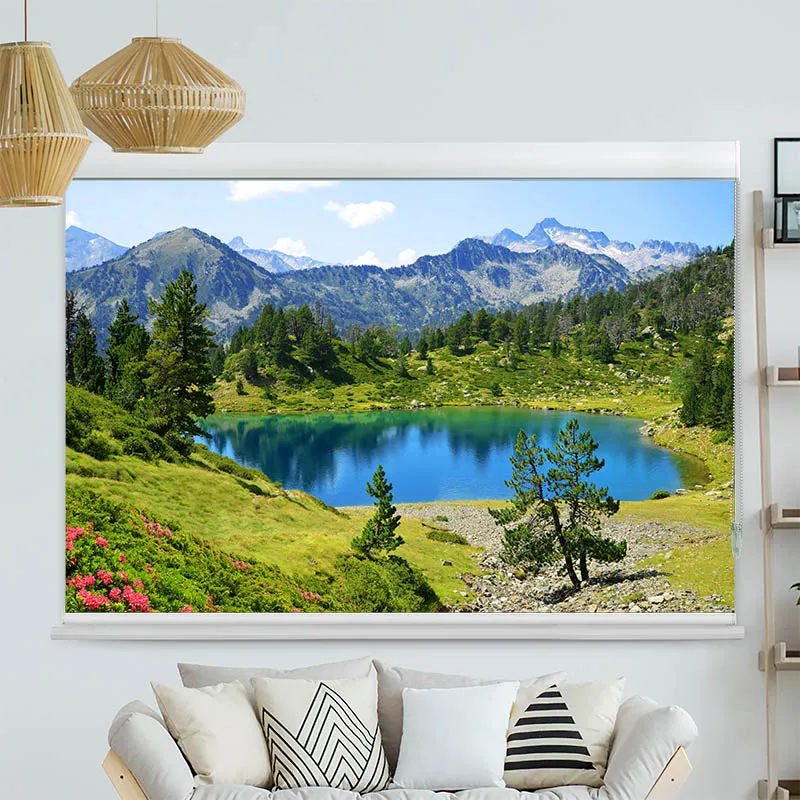 Kassettenrollo Motiv "Berglandschaft mit See" | bis B 420 x H 420 cm