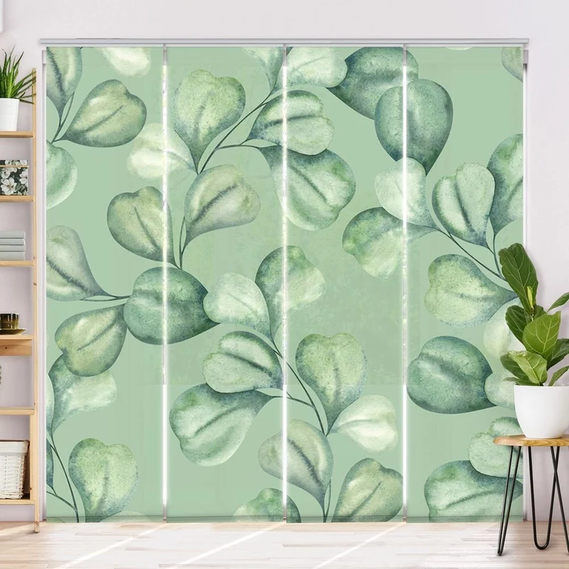 Schiebegardine Motiv 'Eucalyptus Wasserfarben'