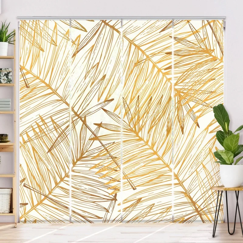 Schiebegardine Motiv 'Palmenblaetter Gold'