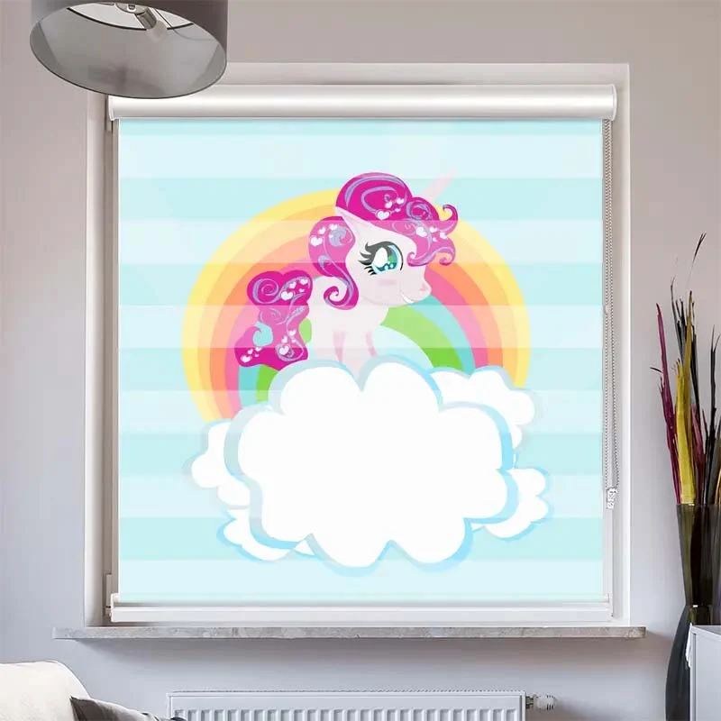 Doppelrollo mit Kassette "Pony auf der Wolke"