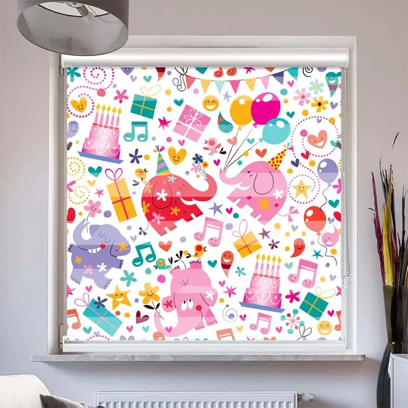 Doppelrollo mit Kassette "Elefanten Kindergeburtstag"