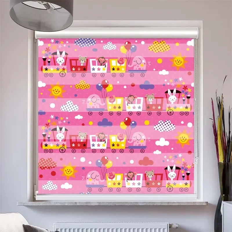 Doppelrollo mit Kassette "Eisenbahn"
