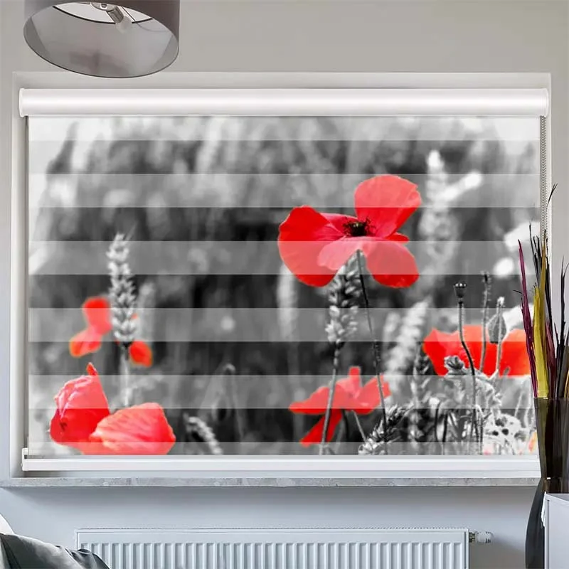 Doppelrollo mit Kassette "Mohnblumen"