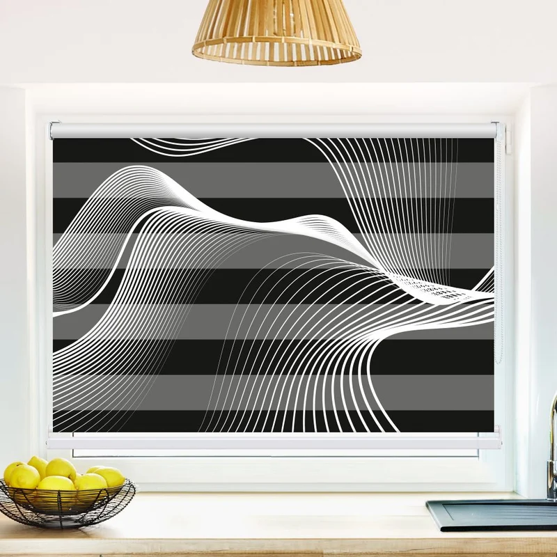 Klemmfix Doppelrollo 'Wellen Monochrom' | Klemm Doppelrollo