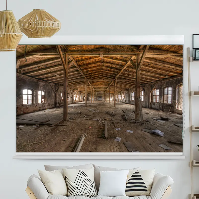 Kassettenrollo Motiv "Alte Fabrikhalle" | bis B 420 x H 420 cm