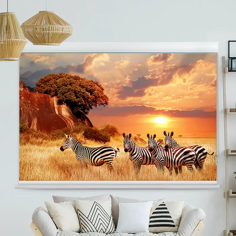 Kassettenrollo Motiv "Zebras in Afrikas Savanne" | bis B 420 x H 420 cm