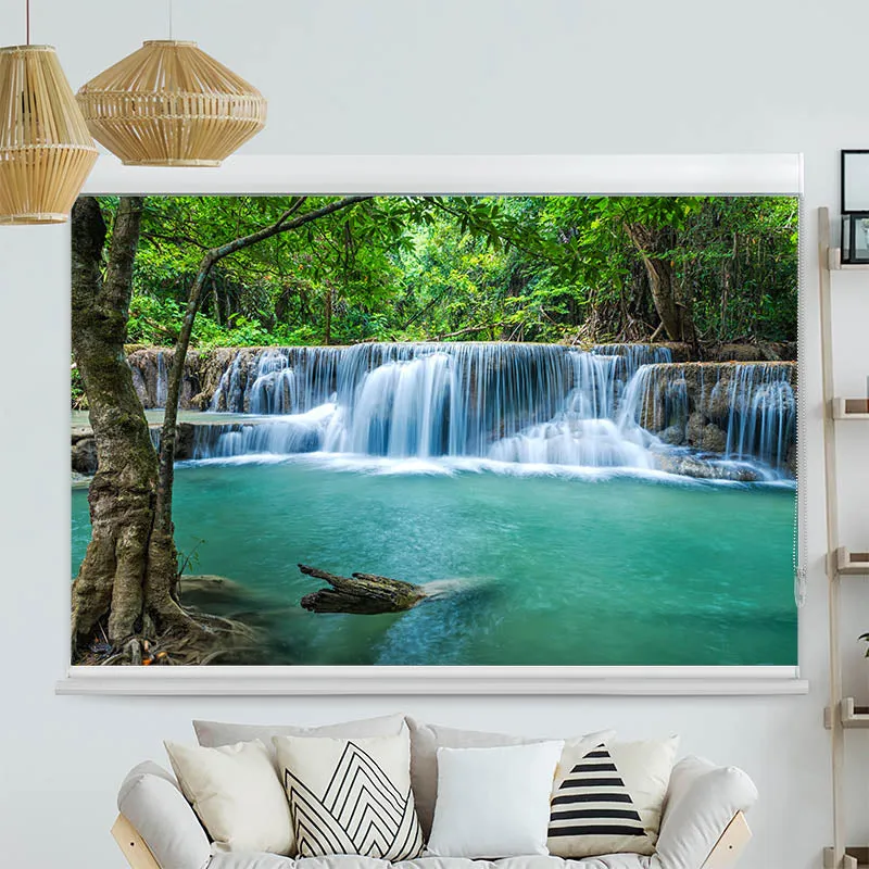 Kassettenrollo Motiv "Wasserfall im Wald" | bis B 420 x H 420 cm