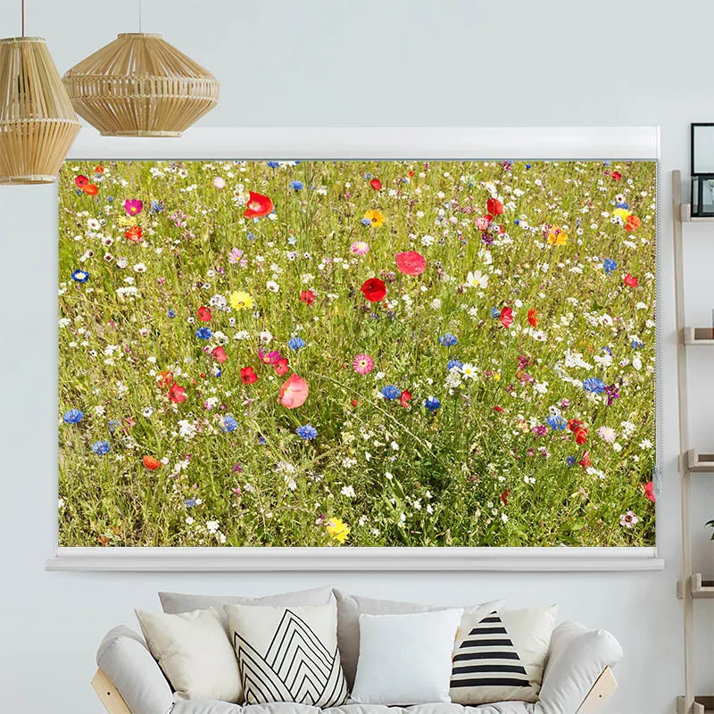 Kassettenrollo Motiv "Wiese mit Wildblumen" | bis B 420 x H 420 cm