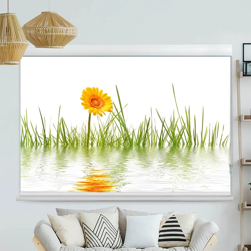 Kassettenrollo Motiv "Gras im Wasser" | bis B 420 x H 420 cm