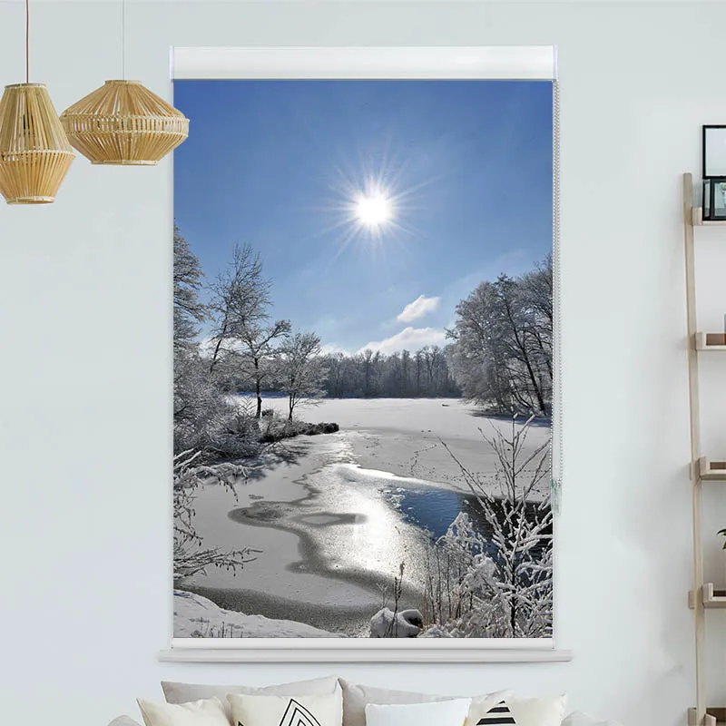Kassettenrollo Motiv "Schneelandschaft" | bis B 420 x H 420 cm