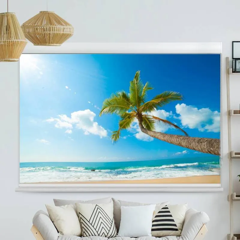 Kassettenrollo Motiv "Palme Meer" | bis B 420 x H 420 cm