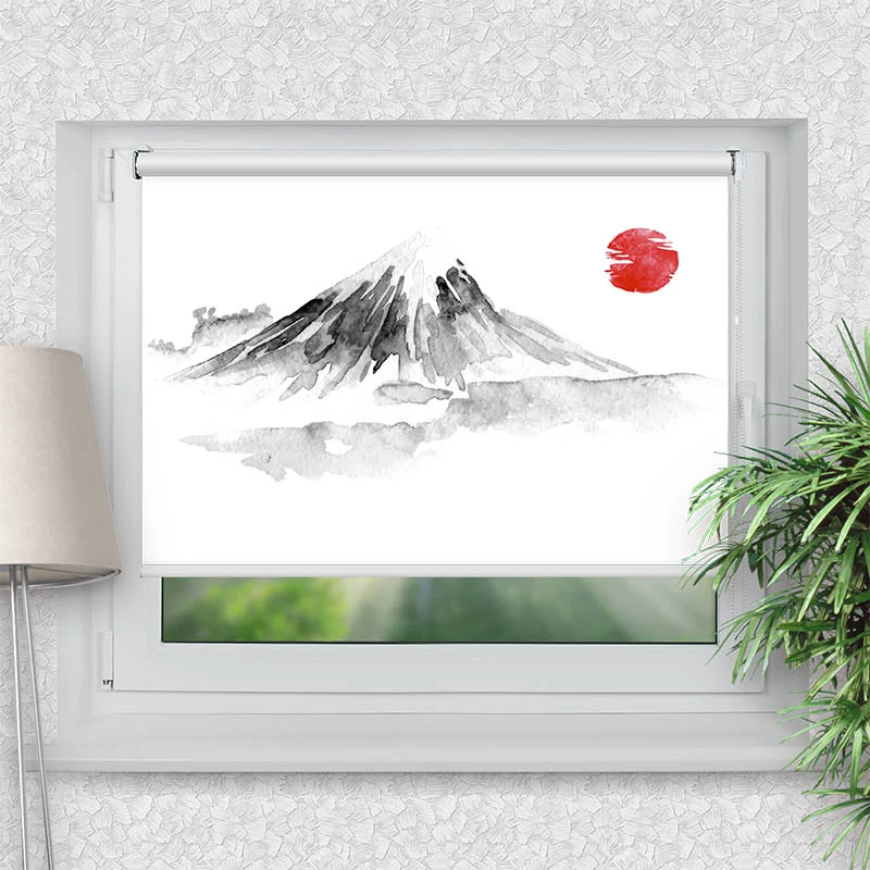Klemmfix Rollo "Fujiyama Zeichnung Asiatisch" | Motiv-Klemmrollo
