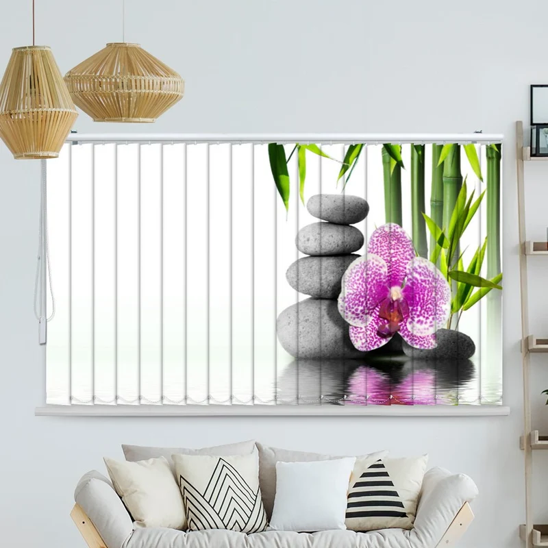 Lamellenvorhang Motiv "Bambus Orchidee Zen Stones"