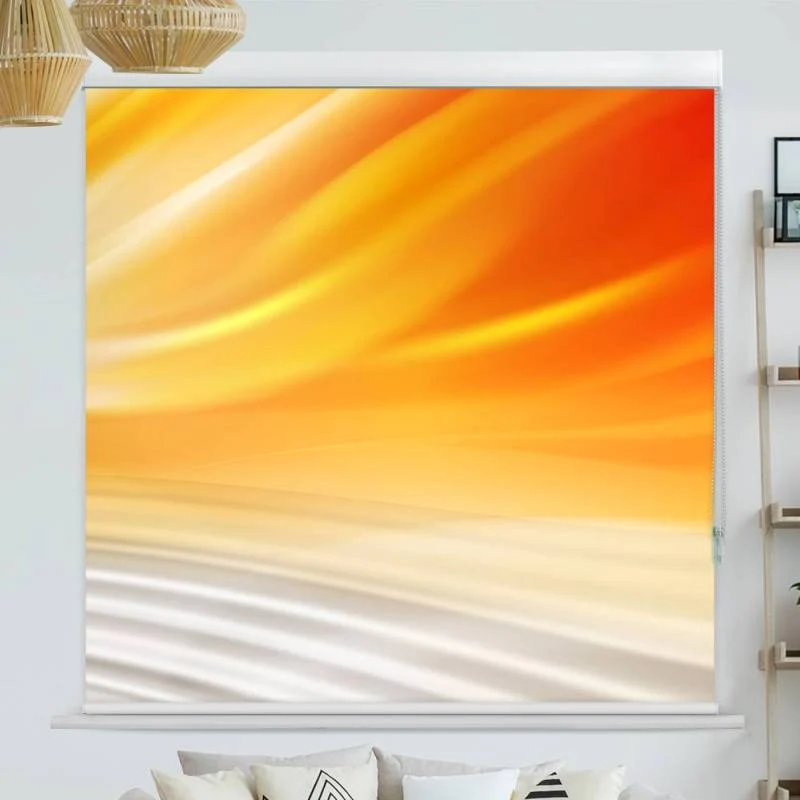 Kassettenrollo Motiv "Wellen Orange Grau" | bis B 420 x H 420 cm