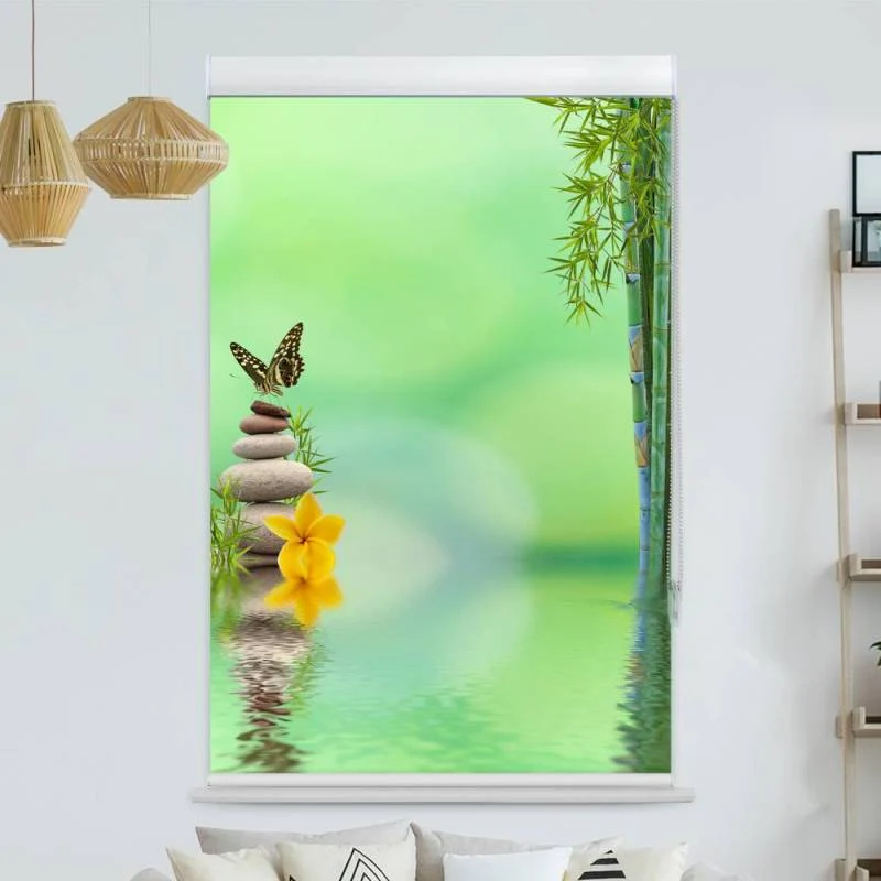 Kassettenrollo Motiv "Schmetterling Zen Stones" | bis B 420 x H 420 cm