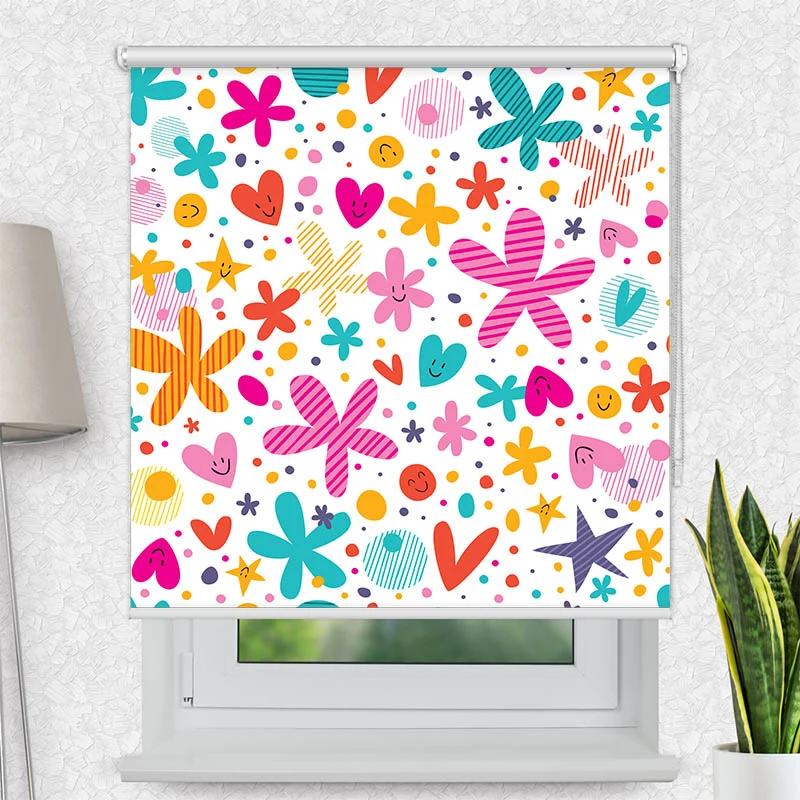 Motivrollo 'Herzen und Sterne' | Bis B 430 x H 440 cm