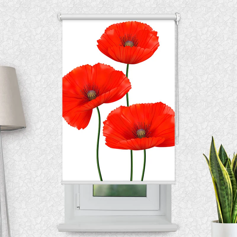 Motivrollo 'Mohnblumen' | Bis B 430 x H 440 cm