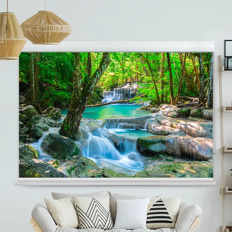 Kassettenrollo Motiv "Wasserfall im Wald in Thailand" | bis B 420 x H 420 cm