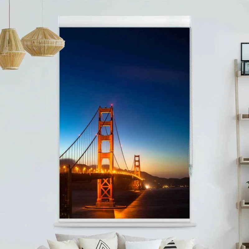Kassettenrollo Motiv "Golden Gate Bridge Nacht" | bis B 420 x H 420 cm