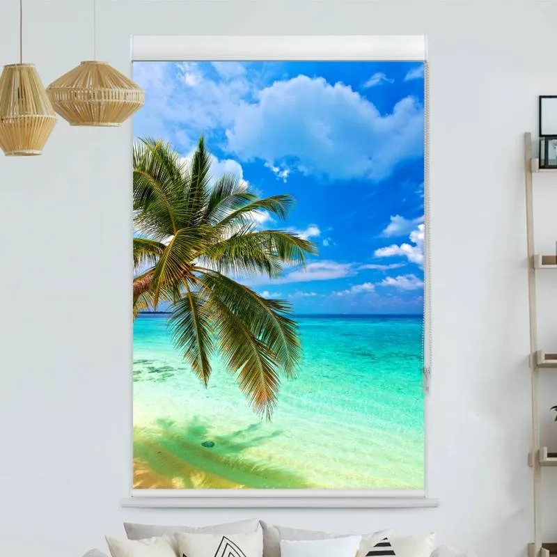 Kassettenrollo Motiv "Palme Meer" | bis B 420 x H 420 cm