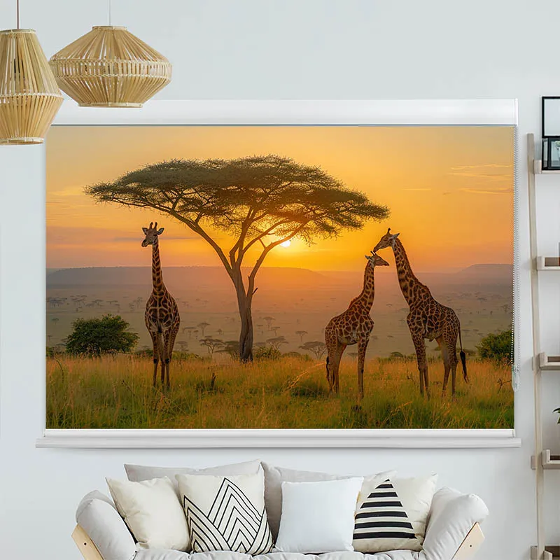 Kassettenrollo Motiv "Afrika Giraffen Savanne" | bis B 420 x H 420 cm
