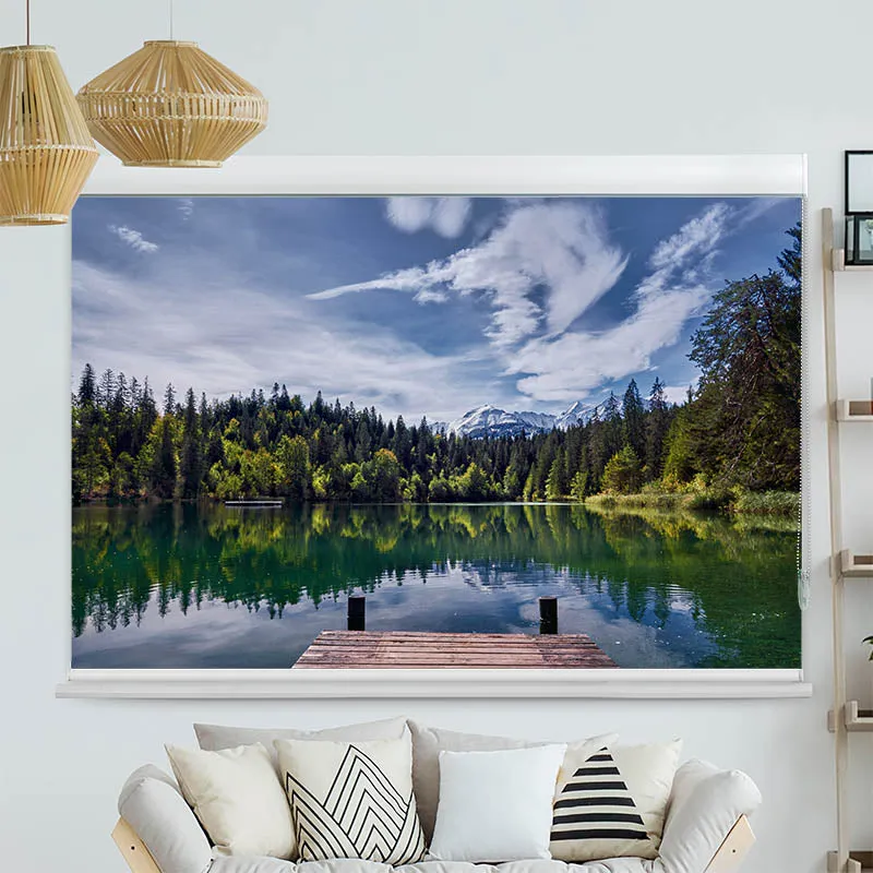 Kassettenrollo Motiv "Bergsee im Wald" | bis B 420 x H 420 cm