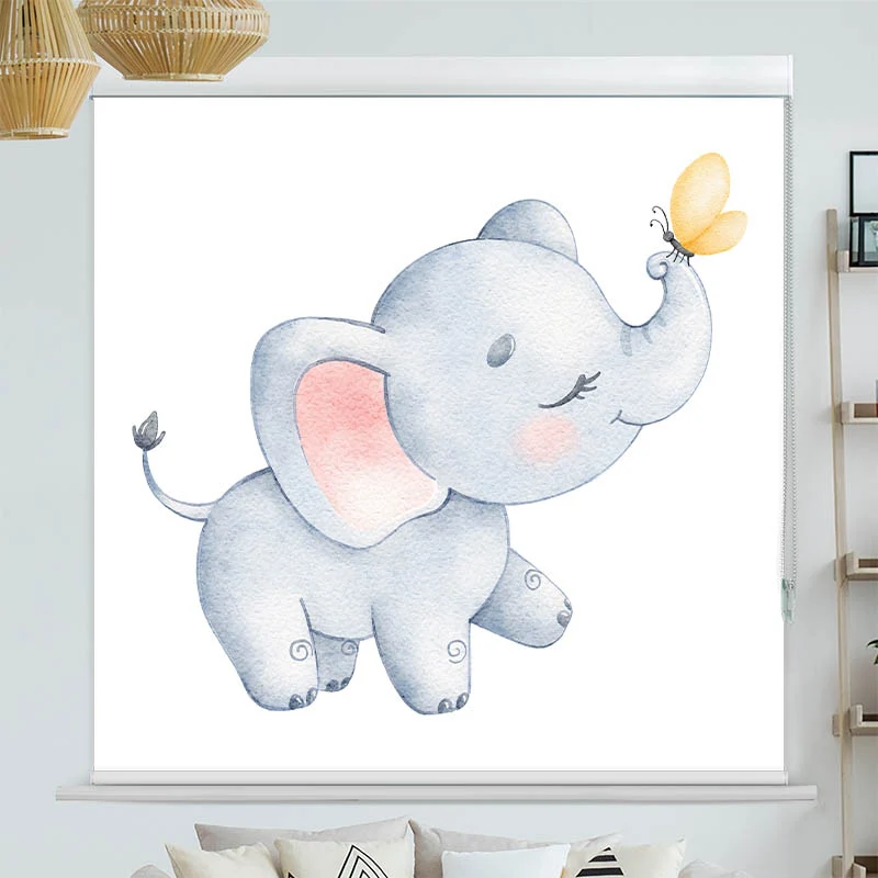 Kassettenrollo Motiv "Elefantenkind Schmetterling" | bis B 420 x H 420 cm
