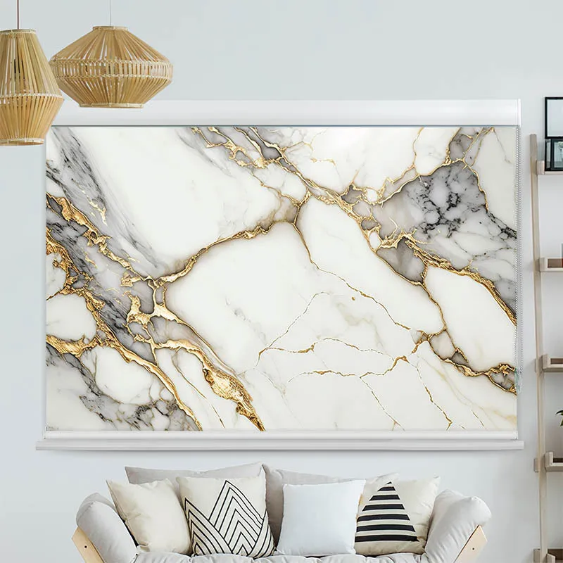 Kassettenrollo Motiv "Gold Weiss Marmoriert" | bis B 420 x H 420 cm