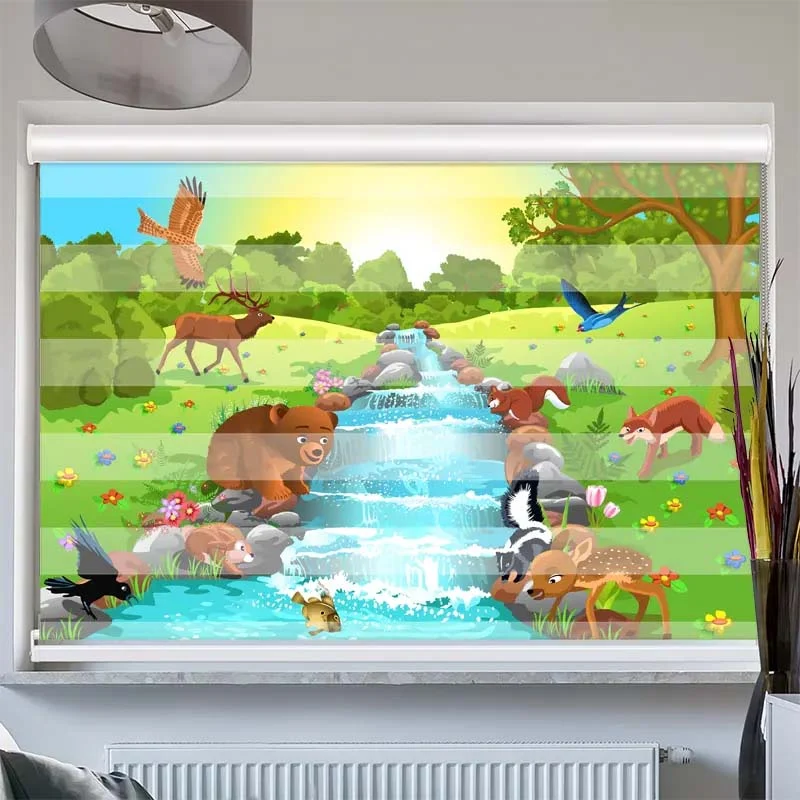 Doppelrollo mit Kassette "Tiere am Fluss"