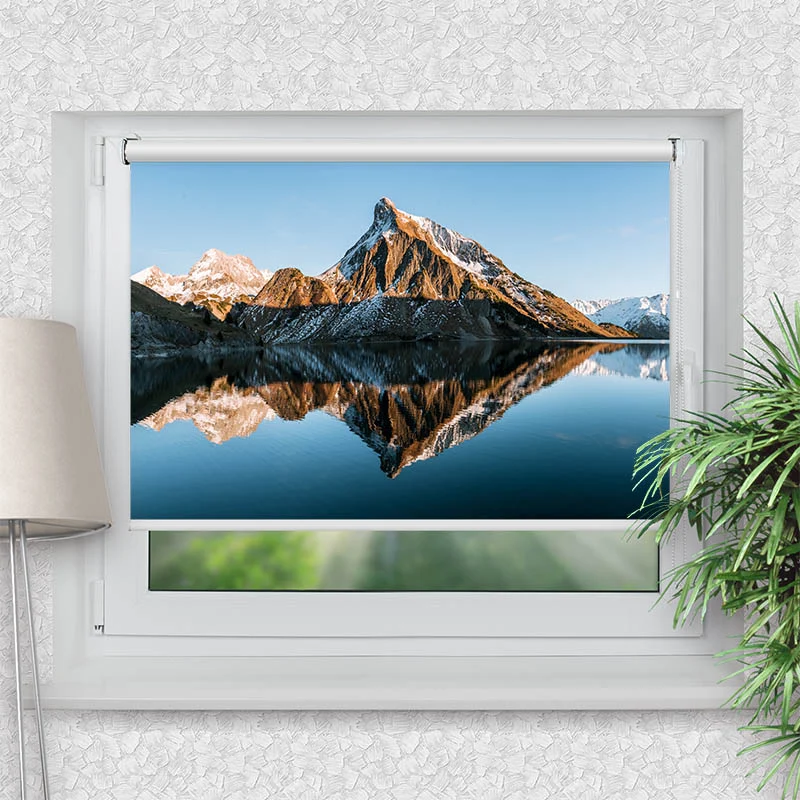Klemmfix Rollo "Sonnenuntergang am Bergsee" | Motiv-Klemmrollo
